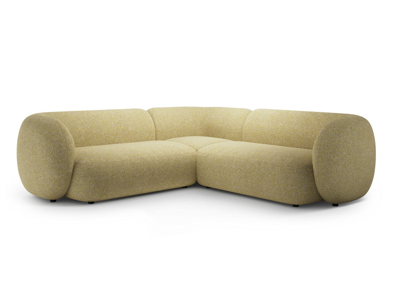 Coltar simetric 5 locuri, Kate, Micadoni, 252x252x76 cm, tesatura structurata, galben melanj