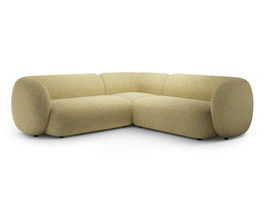 Coltar simetric 5 locuri, Kate, Micadoni, 252x252x76 cm, tesatura structurata, galben melanj