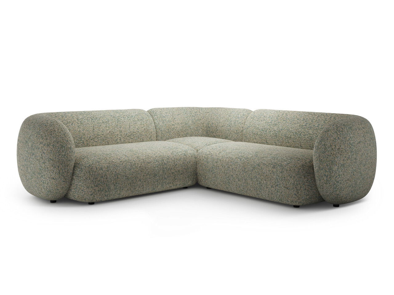 Coltar simetric 5 locuri, Kate, Micadoni, 252x252x76 cm, tesatura structurata, verde muschi melanj