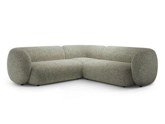 Coltar simetric 5 locuri, Kate, Micadoni, 252x252x76 cm, tesatura structurata, verde muschi melanj