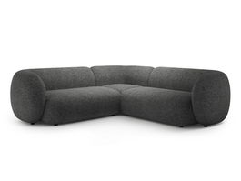 Coltar simetric 5 locuri, Kate, Micadoni, 252x252x76 cm, tesatura structurata, gri inchis melanj