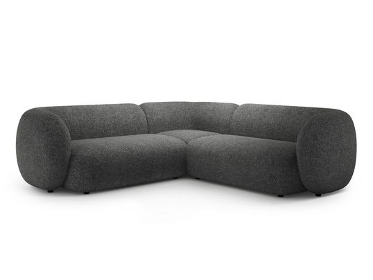 Coltar simetric 5 locuri, Kate, Micadoni, 252x252x76 cm, tesatura structurata, gri inchis melanj