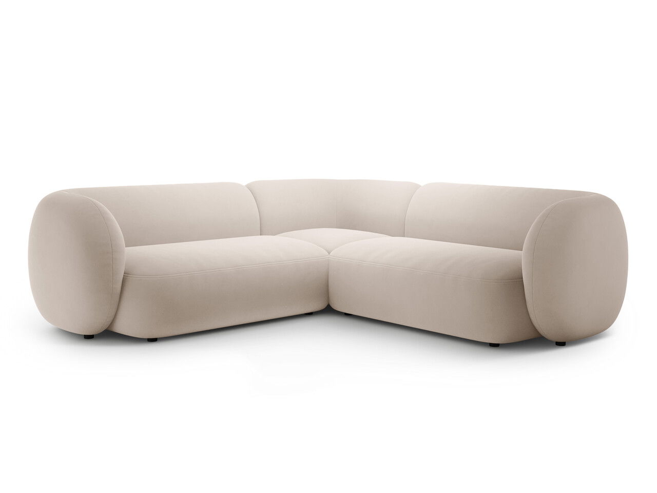 Coltar simetric 5 locuri, Kate, Micadoni, 252x252x76 cm, catifea, bej