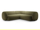 Coltar simetric 5 locuri, Kate, Micadoni, 252x252x76 cm, catifea, verde