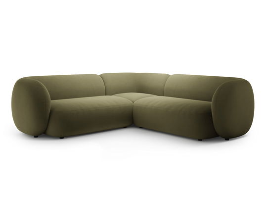 Coltar simetric 5 locuri, Kate, Micadoni, 252x252x76 cm, catifea, verde