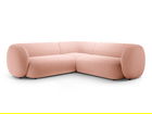 Coltar simetric 5 locuri, Kate, Micadoni, 252x252x76 cm, catifea, roz
