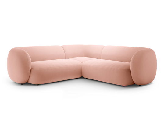 Coltar simetric 5 locuri, Kate, Micadoni, 252x252x76 cm, catifea, roz