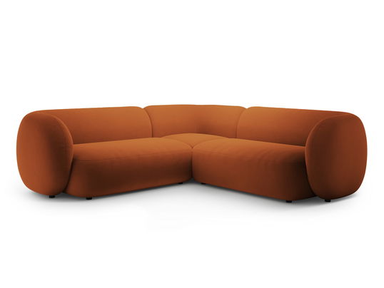 Coltar simetric 5 locuri, Kate, Micadoni, 252x252x76 cm, catifea, teracota
