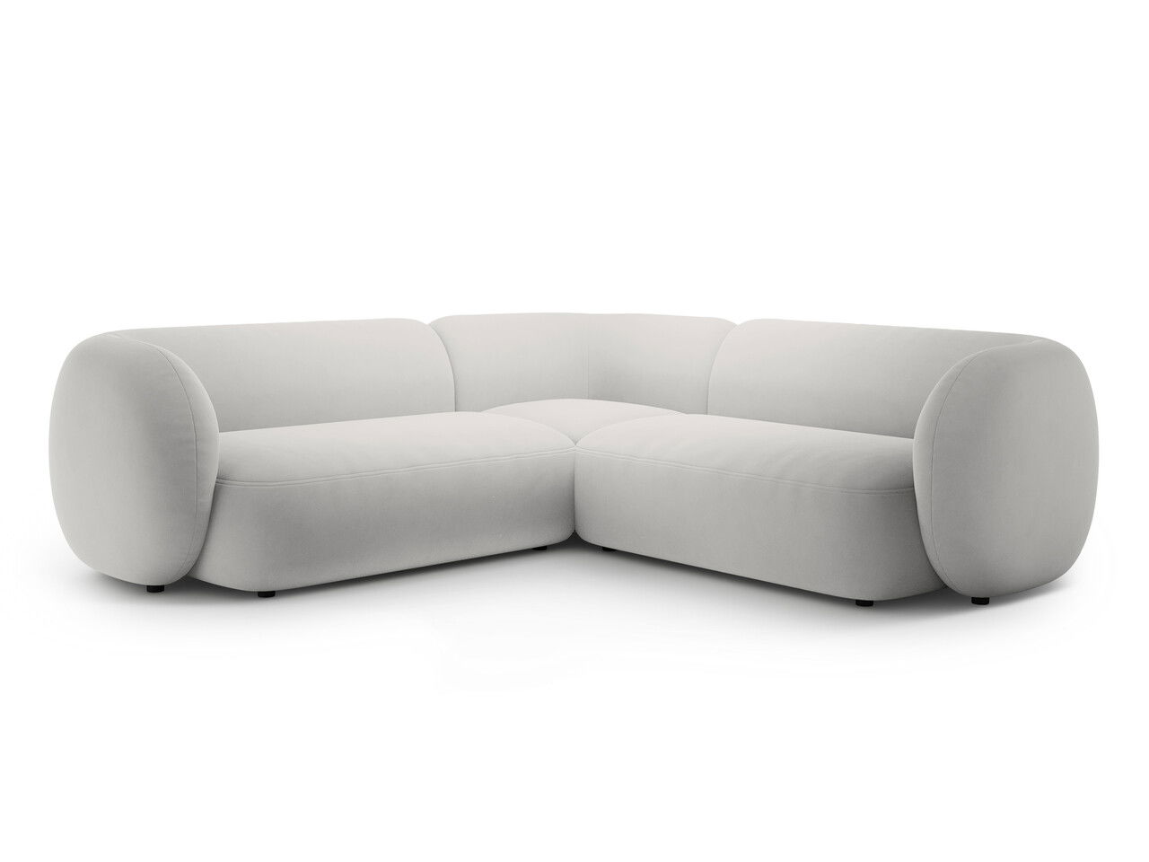 Coltar simetric 5 locuri, Kate, Micadoni, 252x252x76 cm, catifea, gri deschis