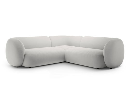 Coltar simetric 5 locuri, Kate, Micadoni, 252x252x76 cm, catifea, gri deschis