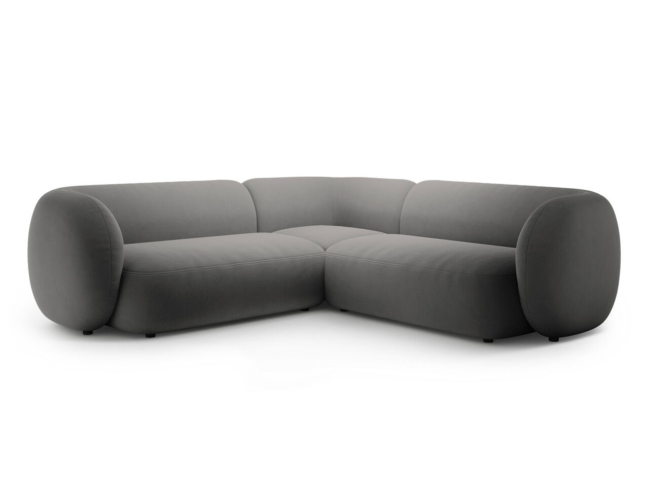 Coltar simetric 5 locuri, Kate, Micadoni, 252x252x76 cm, catifea, gri inchis