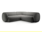 Coltar simetric 5 locuri, Kate, Micadoni, 252x252x76 cm, catifea, gri inchis