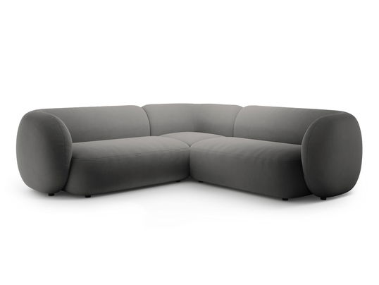 Coltar simetric 5 locuri, Kate, Micadoni, 252x252x76 cm, catifea, gri inchis