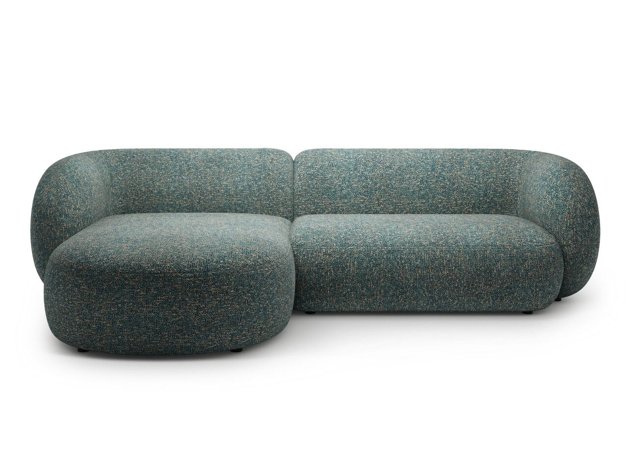 Coltar stanga 3 locuri, Kate, Micadoni, 285x176x76 cm, tesatura structurata, albastru melanj