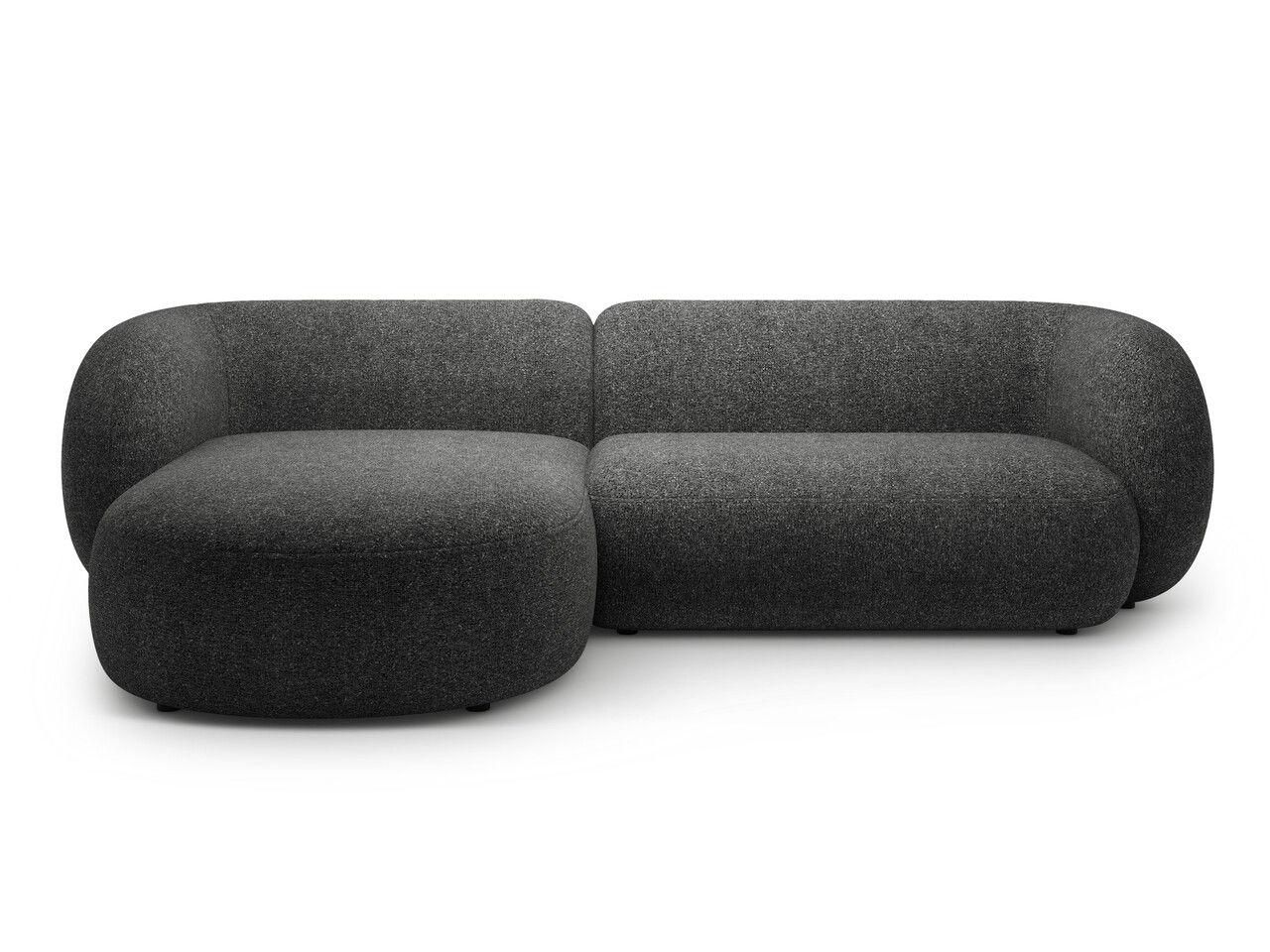 Coltar stanga 3 locuri, Kate, Micadoni, 285x176x76 cm, tesatura structurata, gri inchis melanj