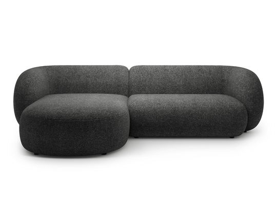 Coltar stanga 3 locuri, Kate, Micadoni, 285x176x76 cm, tesatura structurata, gri inchis melanj