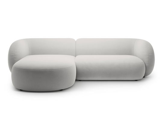 Coltar stanga 3 locuri, Kate, Micadoni, 285x176x76 cm, catifea, gri deschis