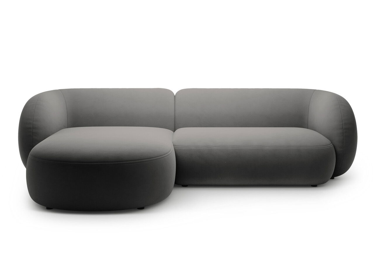 Coltar stanga 3 locuri, Kate, Micadoni, 285x176x76 cm, catifea, gri inchis