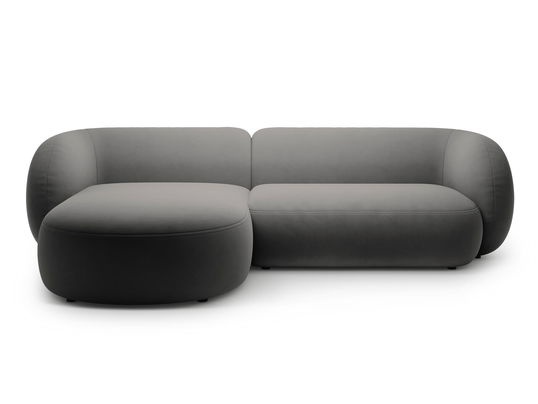 Coltar stanga 3 locuri, Kate, Micadoni, 285x176x76 cm, catifea, gri inchis