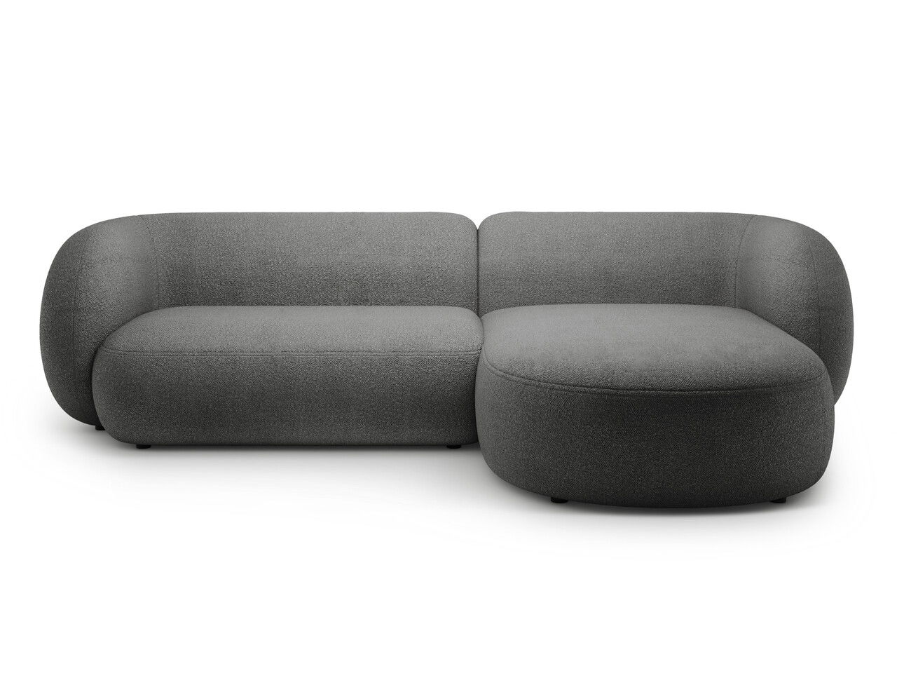 Coltar dreapta 3 locuri, Kate, Micadoni, 285x176x76 cm, tesatura boucle, gri inchis