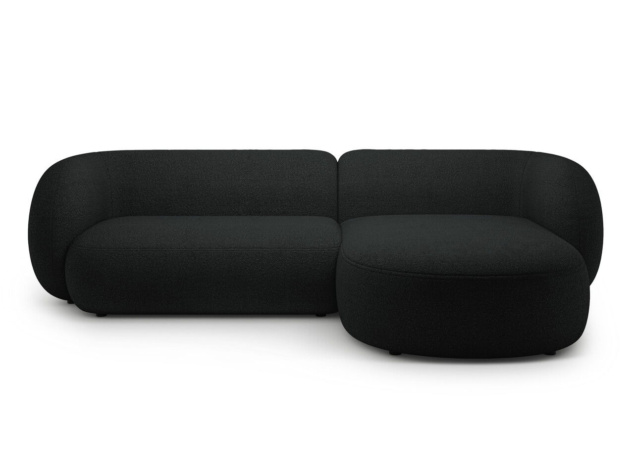 Coltar dreapta 3 locuri, Kate, Micadoni, 285x176x76 cm, tesatura boucle, negru