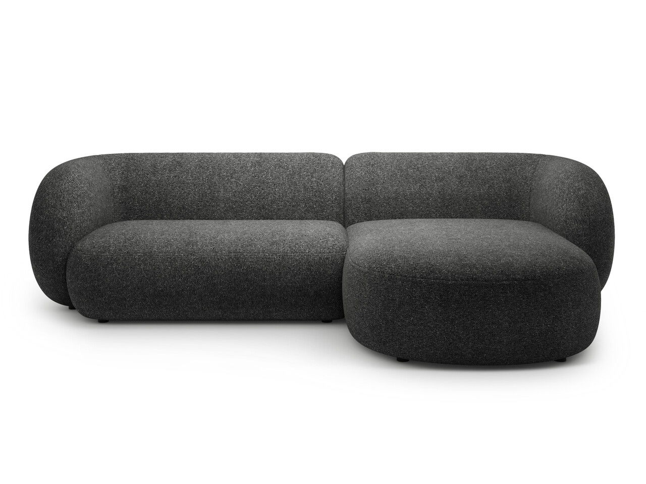 Coltar dreapta 3 locuri, Kate, Micadoni, 285x176x76 cm, tesatura structurata, gri inchis melanj