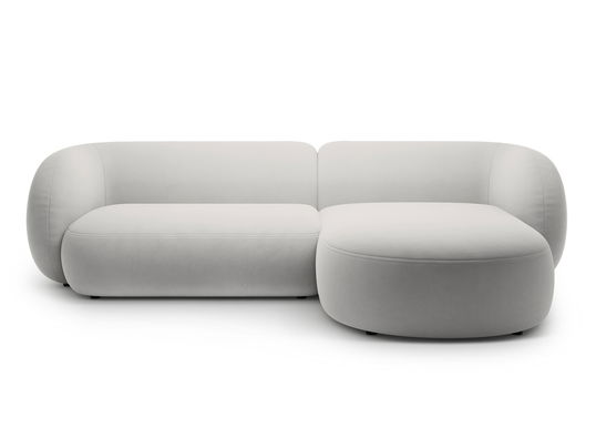 Coltar dreapta 3 locuri, Kate, Micadoni, 285x176x76 cm, catifea, gri deschis