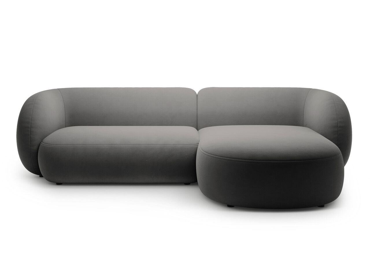Coltar dreapta 3 locuri, Kate, Micadoni, 285x176x76 cm, catifea, gri inchis
