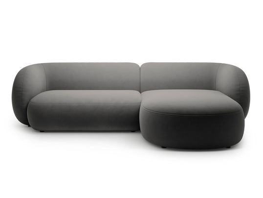 Coltar dreapta 3 locuri, Kate, Micadoni, 285x176x76 cm, catifea, gri inchis