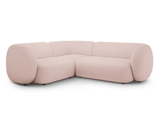 Coltar stanga 4 locuri, Kate, Micadoni, 252x220x76 cm, tesatura boucle, roz pudra