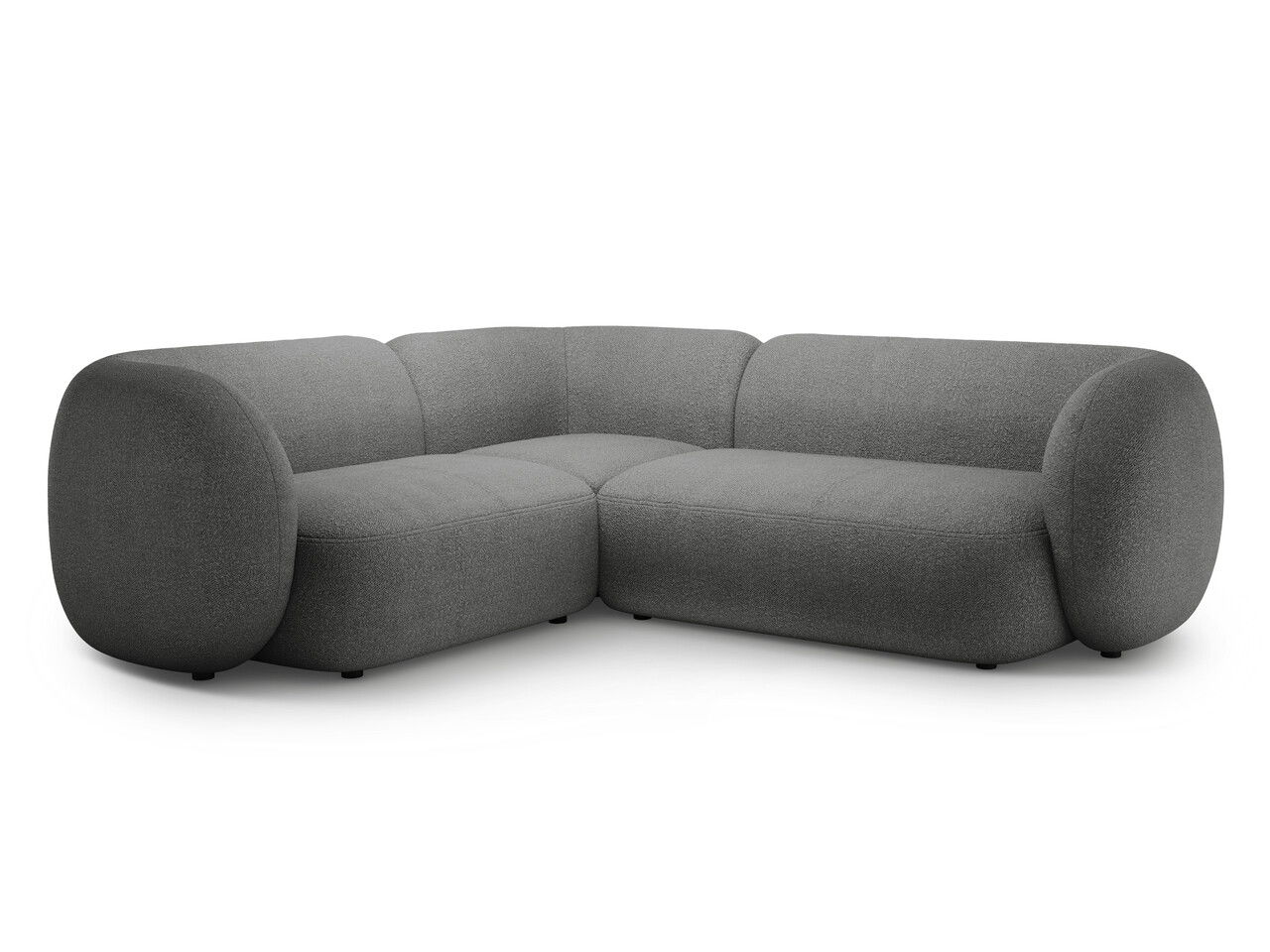 Coltar stanga 4 locuri, Kate, Micadoni, 252x220x76 cm, tesatura boucle, gri inchis
