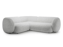 Coltar stanga 4 locuri, Kate, Micadoni, 252x220x76 cm, tesatura structurata, gri deschis melanj