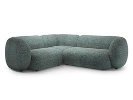 Coltar stanga 4 locuri, Kate, Micadoni, 252x220x76 cm, tesatura structurata, albastru melanj