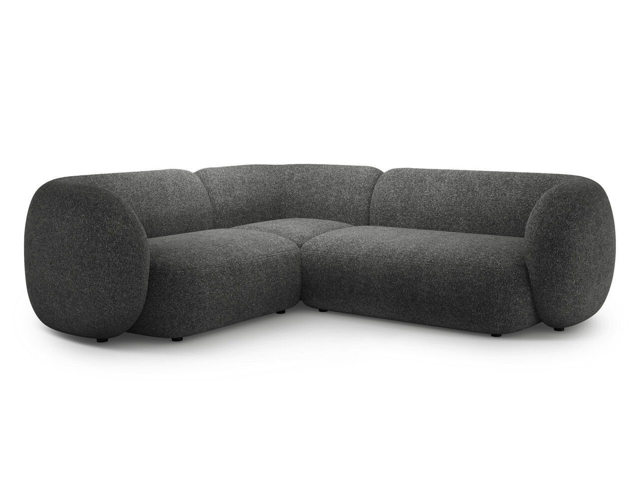 Coltar stanga 4 locuri, Kate, Micadoni, 252x220x76 cm, tesatura structurata, gri inchis melanj