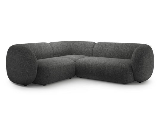 Coltar stanga 4 locuri, Kate, Micadoni, 252x220x76 cm, tesatura structurata, gri inchis melanj