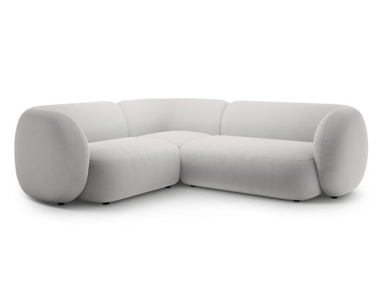 Coltar stanga 4 locuri, Kate, Micadoni, 252x220x76 cm, catifea, gri deschis