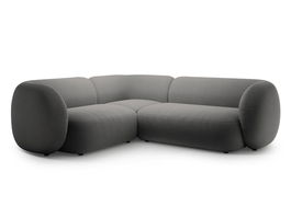 Coltar stanga 4 locuri, Kate, Micadoni, 252x220x76 cm, catifea, gri inchis