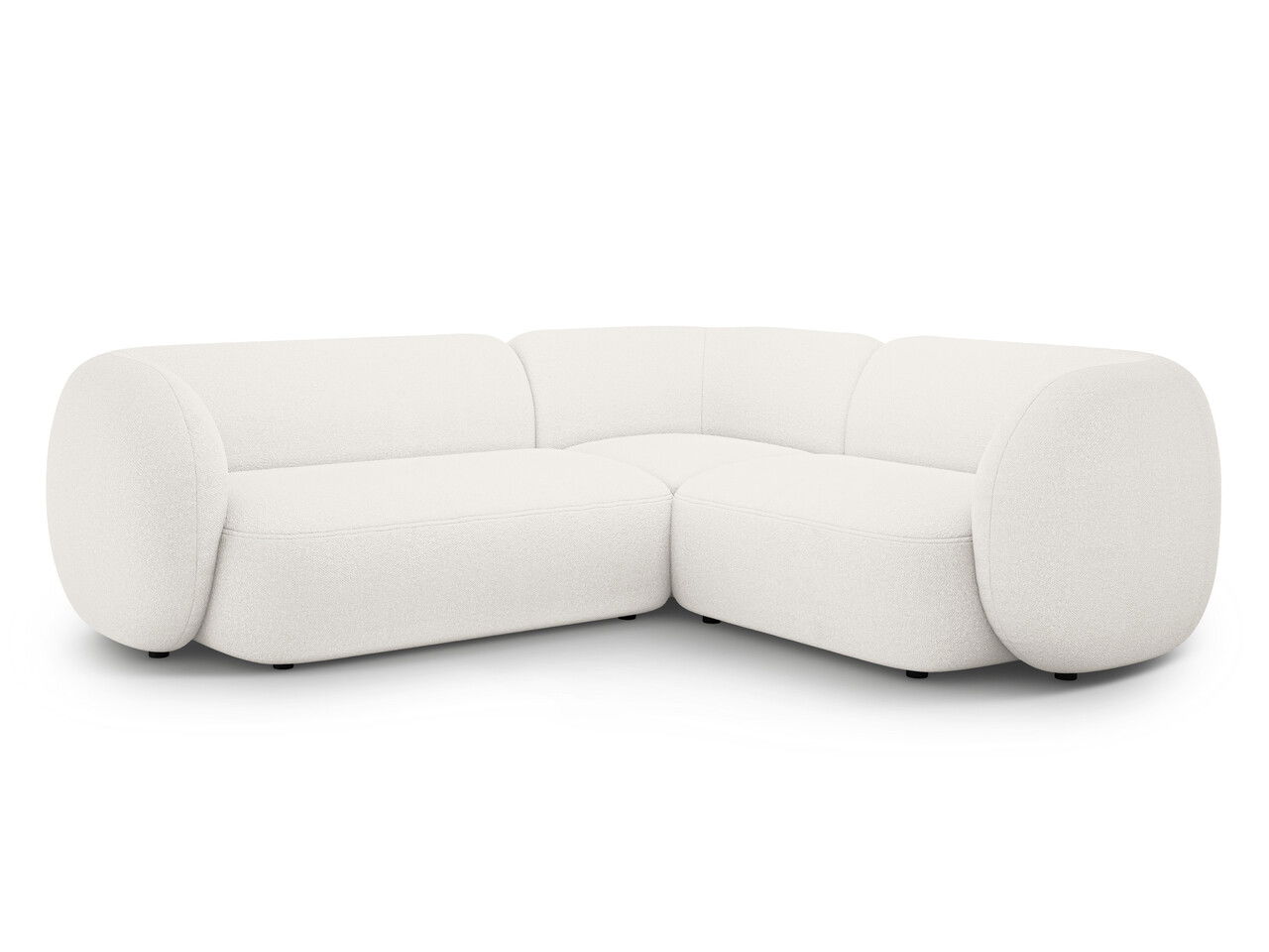 Coltar dreapta 4 locuri, Kate, Micadoni, 252x220x76 cm, tesatura boucle, alb