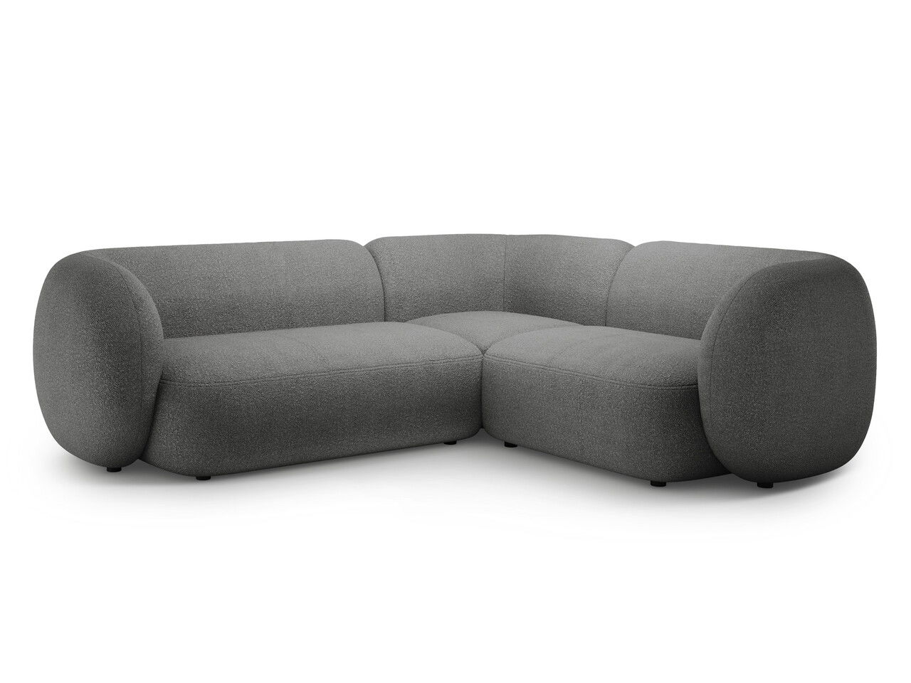 Coltar dreapta 4 locuri, Kate, Micadoni, 252x220x76 cm, tesatura boucle, gri inchis