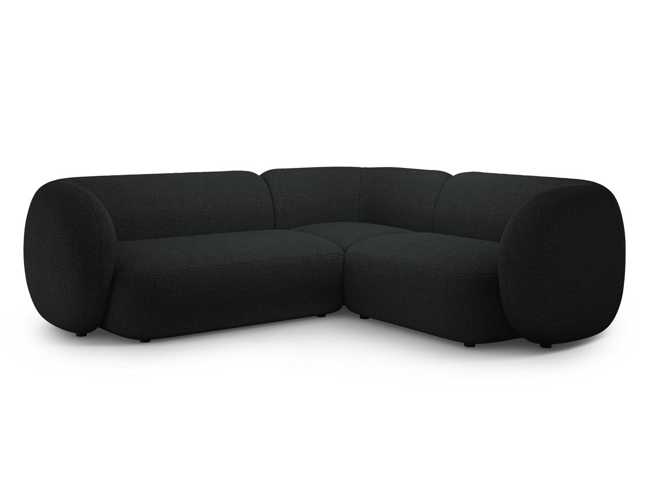 Coltar dreapta 4 locuri, Kate, Micadoni, 252x220x76 cm, tesatura boucle, negru