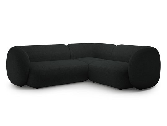 Coltar dreapta 4 locuri, Kate, Micadoni, 252x220x76 cm, tesatura boucle, negru