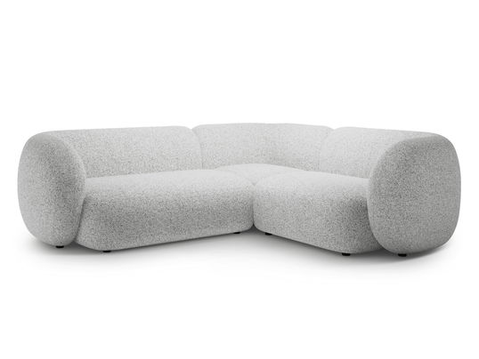 Coltar dreapta 4 locuri, Kate, Micadoni, 252x220x76 cm, tesatura structurata, gri deschis melanj