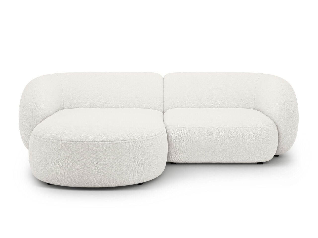 Coltar stanga 2 locuri, Kate, Micadoni, 255x176x76 cm, tesatura boucle, alb