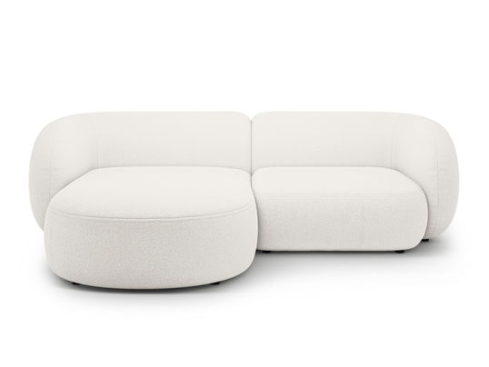 Coltar stanga 2 locuri, Kate, Micadoni, 255x176x76 cm, tesatura boucle, alb
