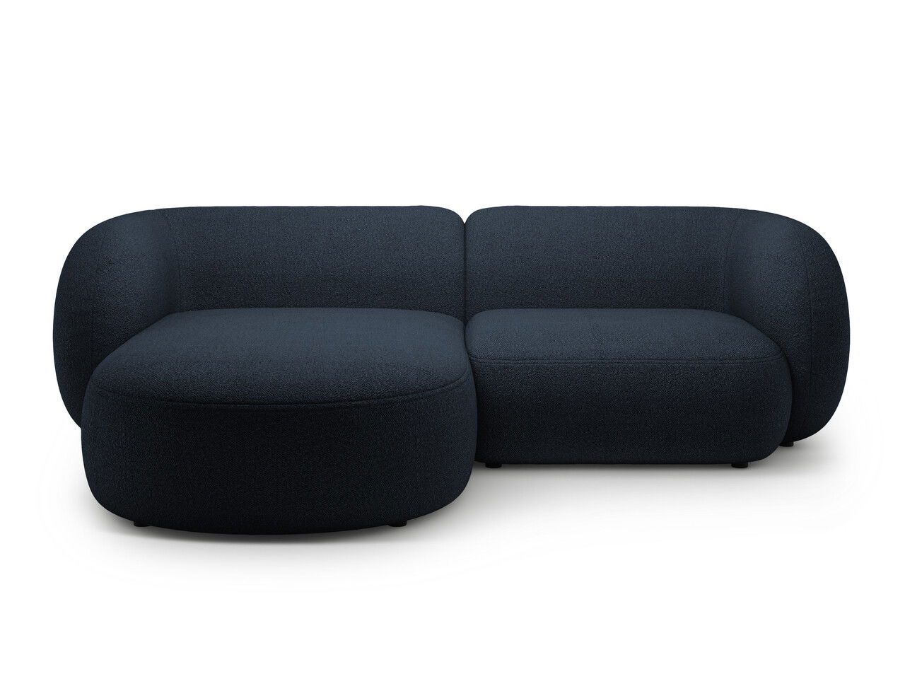 Coltar stanga 2 locuri, Kate, Micadoni, 255x176x76 cm, tesatura boucle, albastru inchis