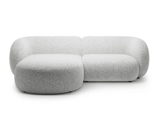 Coltar stanga 2 locuri, Kate, Micadoni, 255x176x76 cm, tesatura structurata, gri deschis melanj