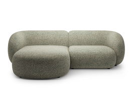 Coltar stanga 2 locuri, Kate, Micadoni, 255x176x76 cm, tesatura structurata, verde muschi melanj