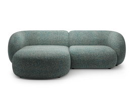 Coltar stanga 2 locuri, Kate, Micadoni, 255x176x76 cm, tesatura structurata, albastru melanj