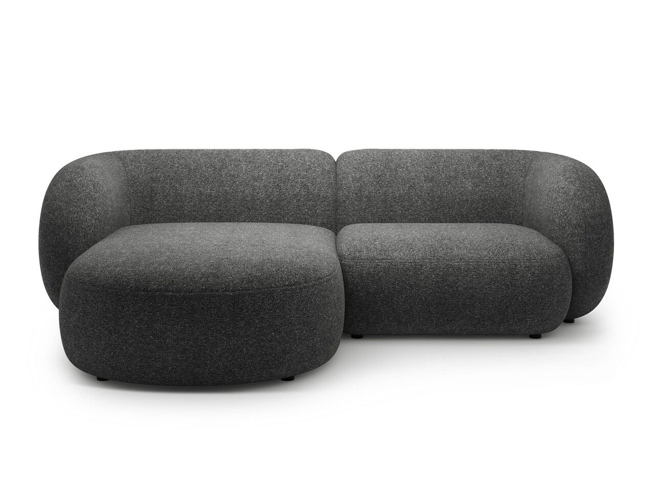 Coltar stanga 2 locuri, Kate, Micadoni, 255x176x76 cm, tesatura structurata, gri inchis melanj