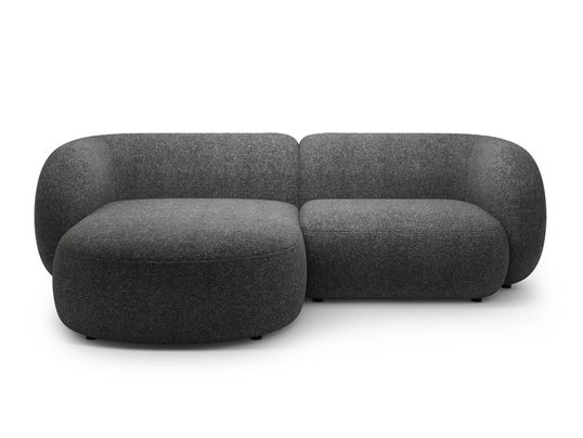 Coltar stanga 2 locuri, Kate, Micadoni, 255x176x76 cm, tesatura structurata, gri inchis melanj
